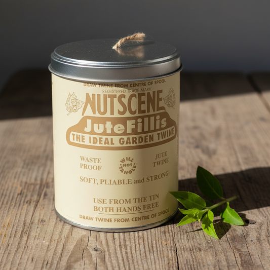 Plåt burk för snöre, Nutscene