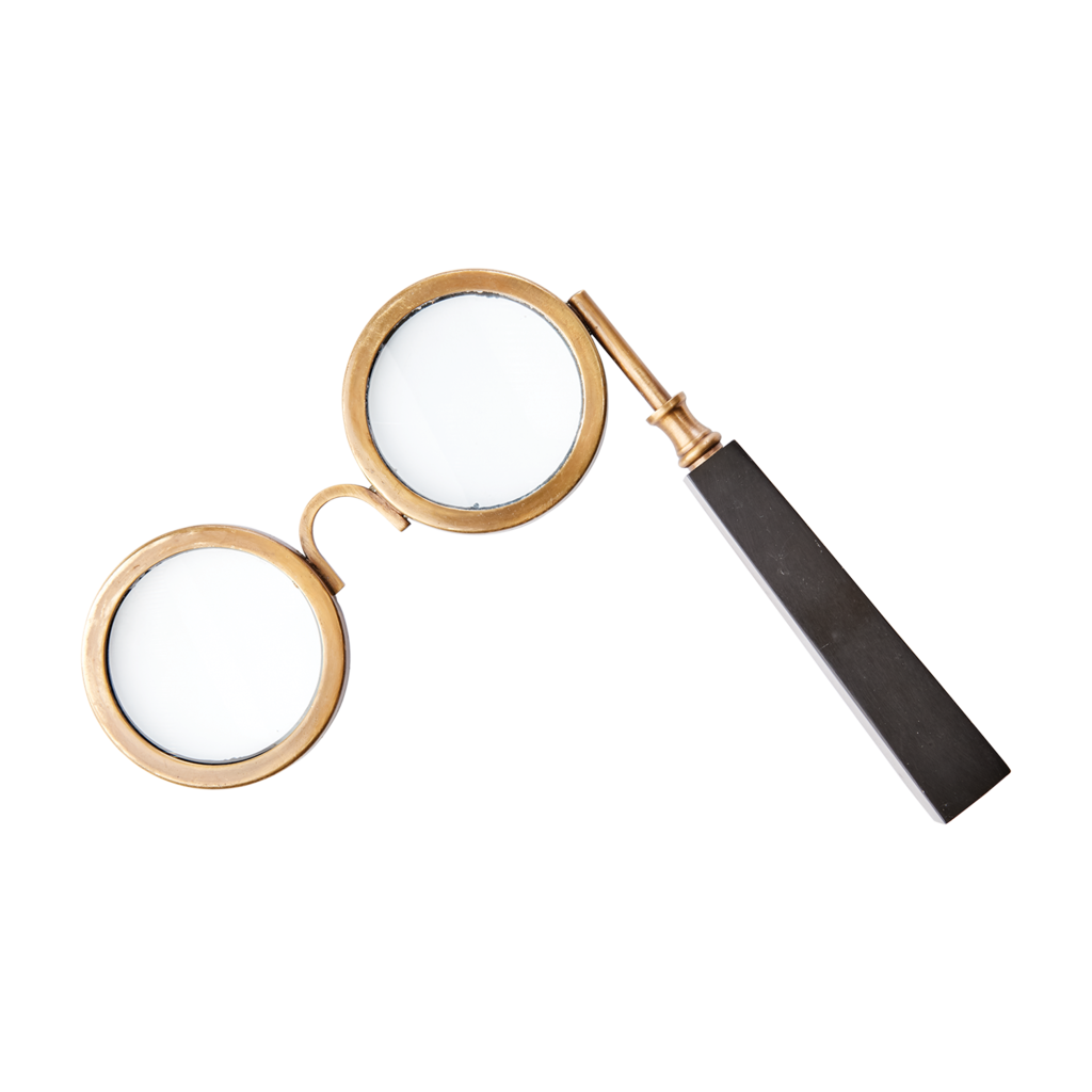 Förstoringsglas i form av ett par glasögon