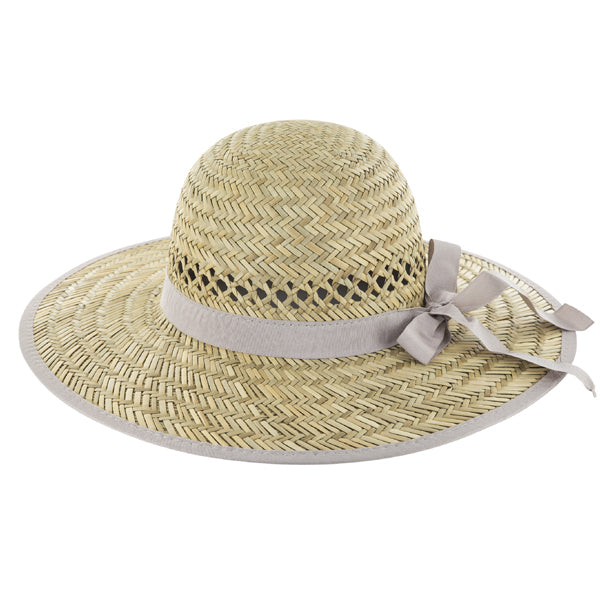 Stråhatt med beige rosett