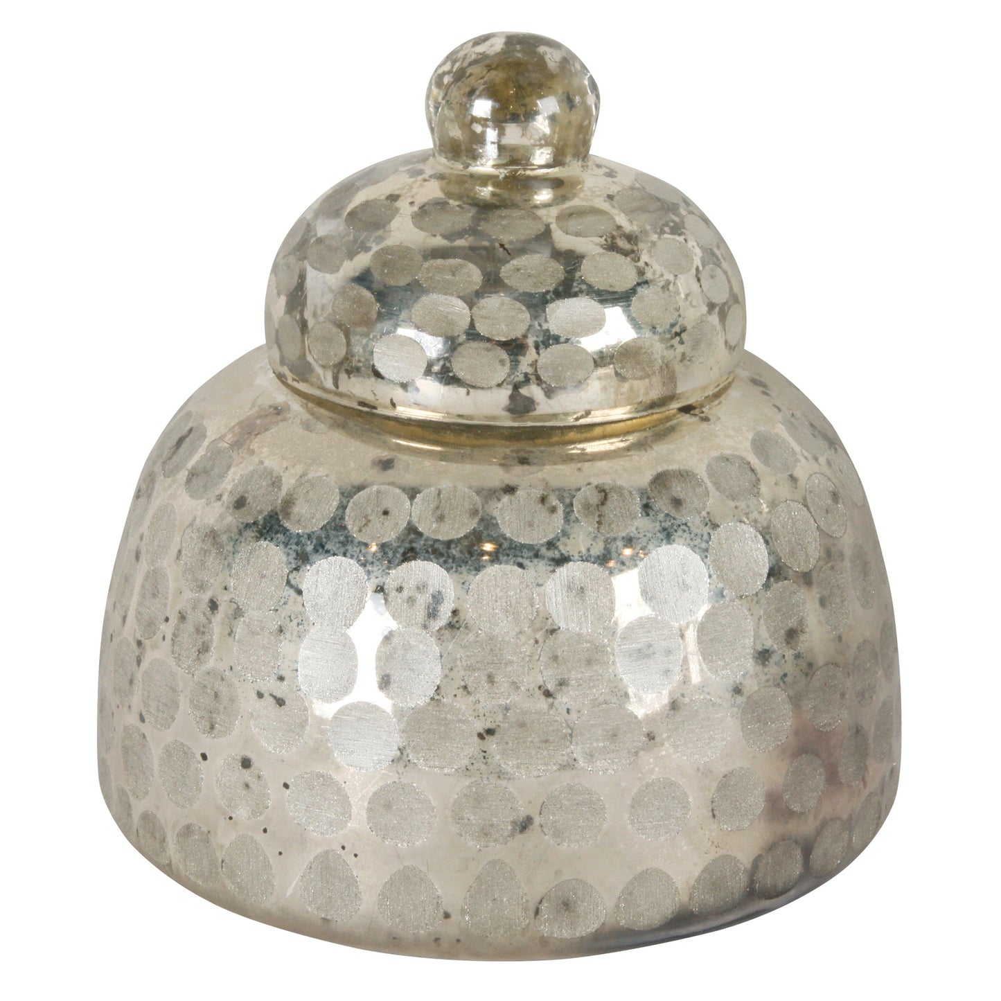 Glasburk med lock, silverfärgad S