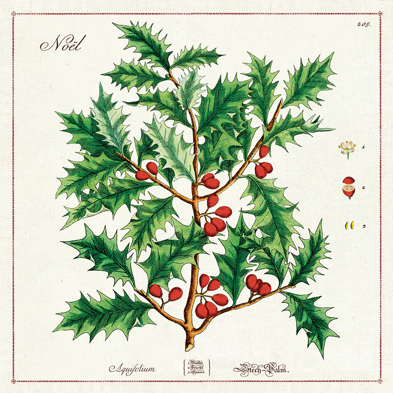 Tygservett med motiv av järnek