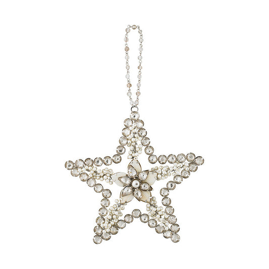 Dekorations stjärna i liver med pärlor och kristaller