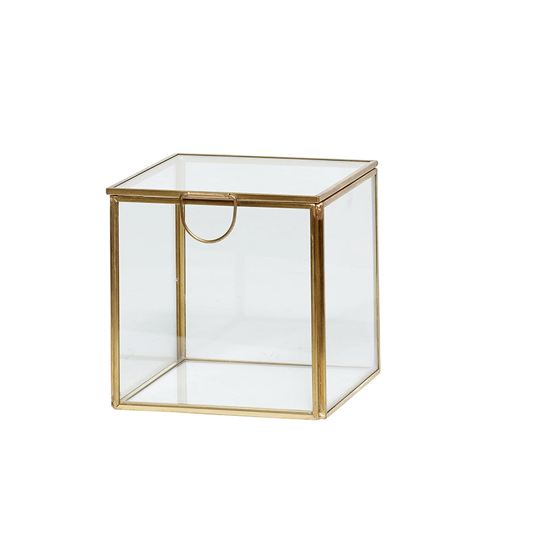 Glasæske, messing 12 cm