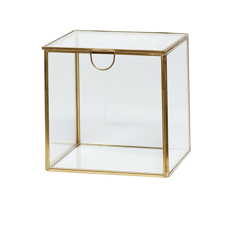 Glasæske, messing 16 cm