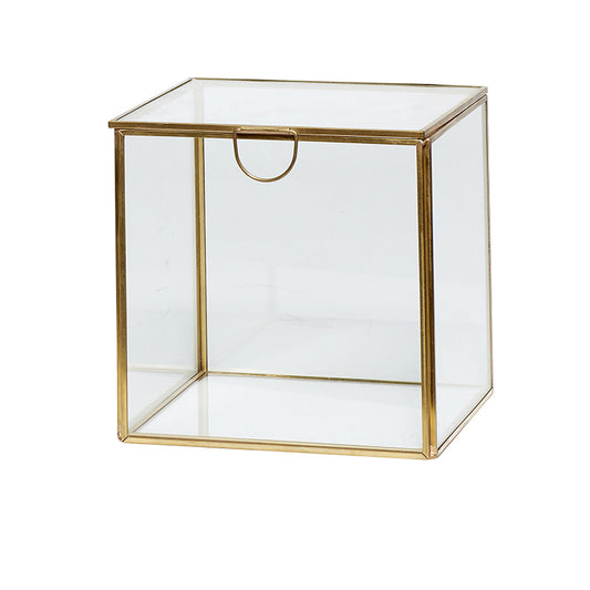 Glasæske, messing 16 cm