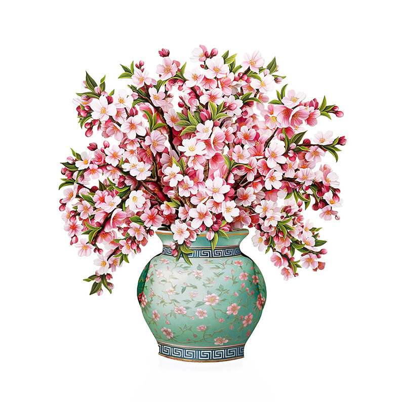 Pop-up-kort, körsbärsblommor i vas