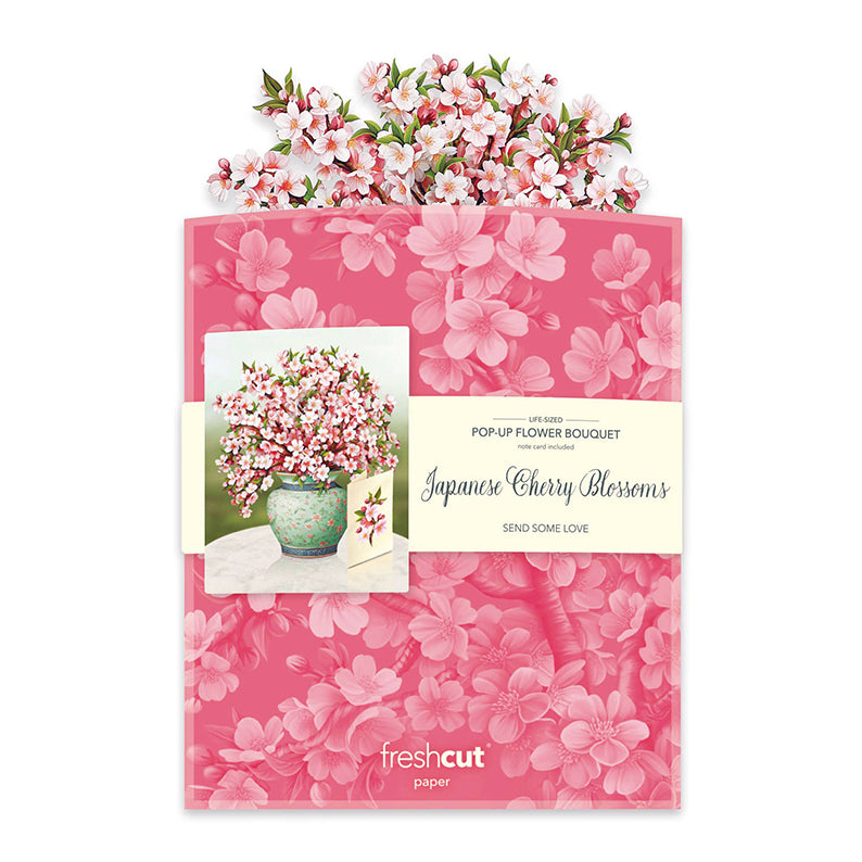 Pop-up-kort, körsbärsblommor i vas