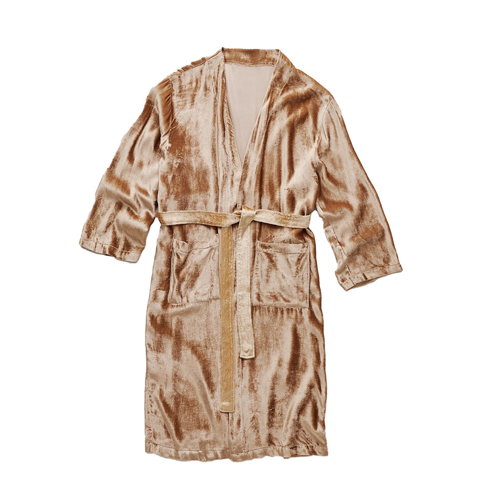 Lyxig morgonrock/kimono, mörkt beige