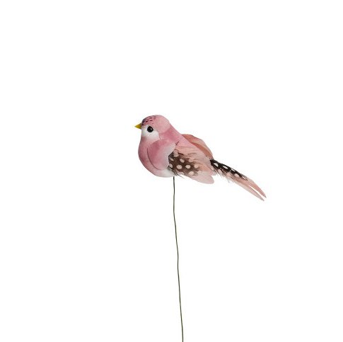 Rosa fågel på ståltråd