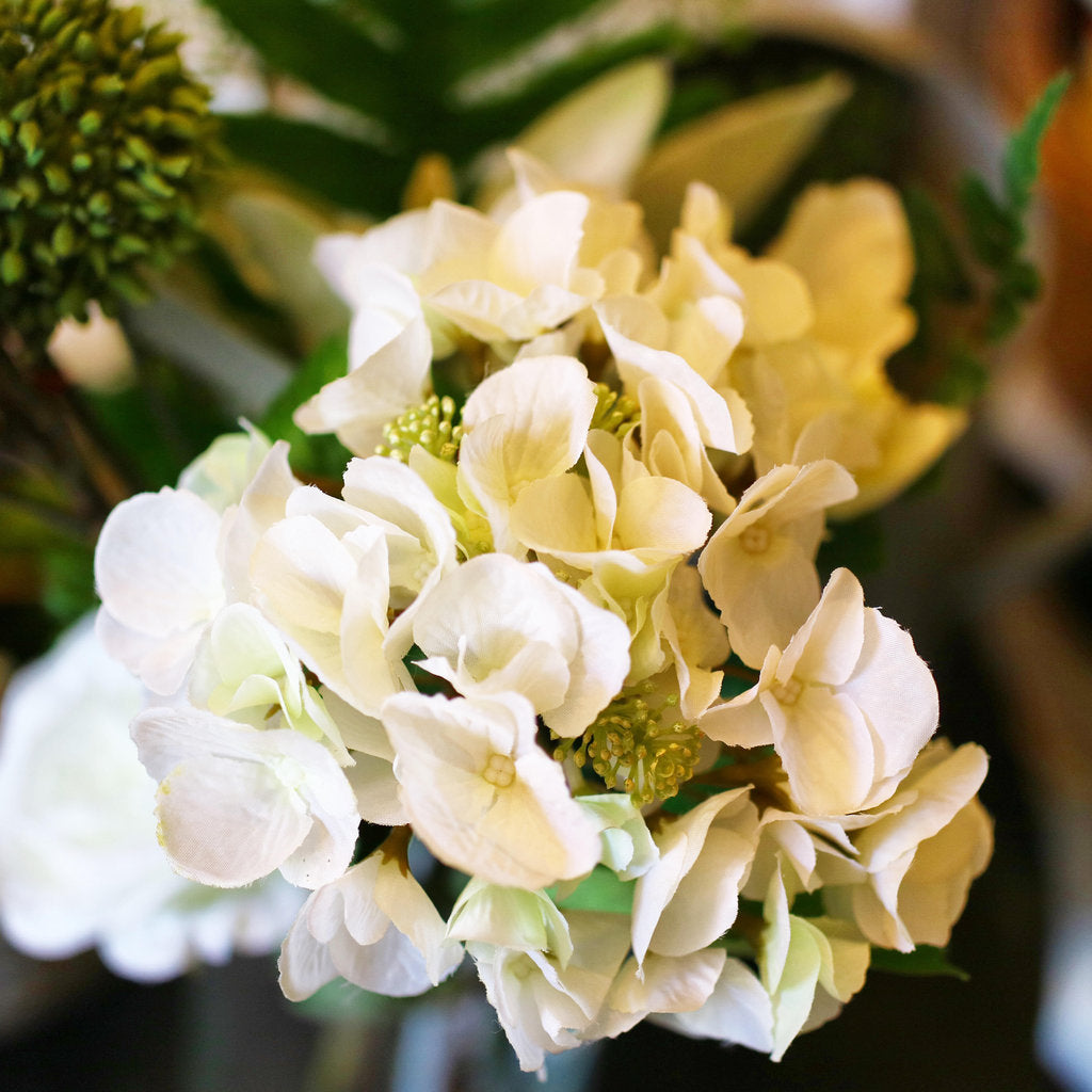 Detalj av konstgjord blomma, Hortensia